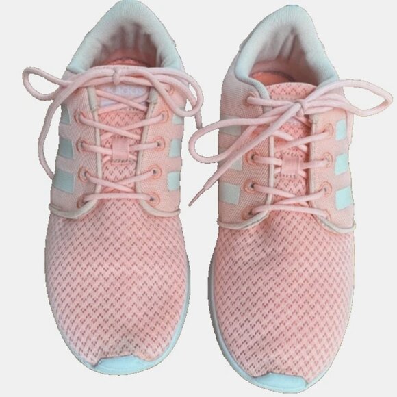 (7.5) Adidas Womens Cloudfoam Qt Racer Shoes Pink AW4005 Lace Up Low Top Mesh - Picture 5 of 10
